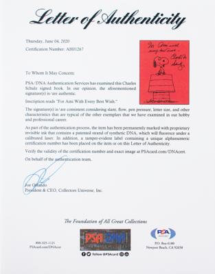 Lot #683 Charles Schulz: Beautiful large sketch of Snoopy inside a volume of 