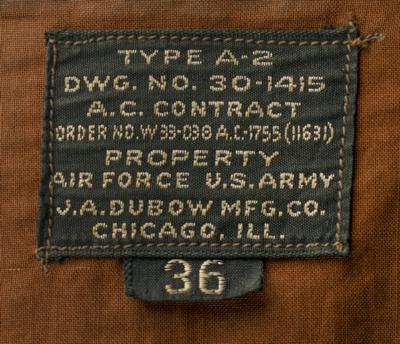 Lot #449 World War II: Bernard J. Jensen's B-17 'Skippy' A-2 Bomber Jacket Jacket - Image 3