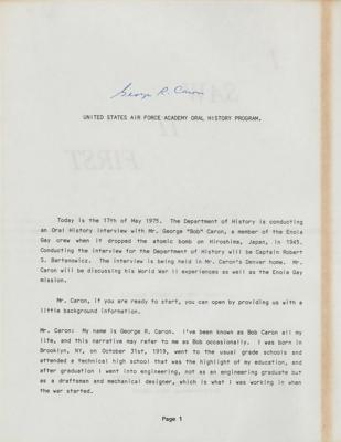Lot #470 Enola Gay: George Caron Signed Photograph and Booklet - Image 2