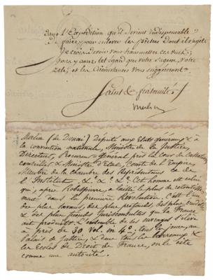 Lot #328 Philippe-Antoine Merlin de Douai Letter
