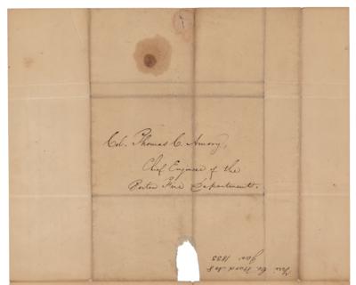 Lot #203 Boston Firemen: 1833 Letter: Boston firefighters petition for a new carriage-house in 1833: 
