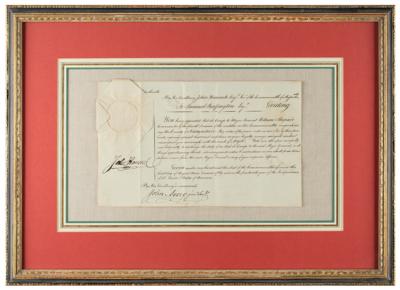 Lot #92 John Hancock Document Signed - Image 1
