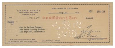 Lot #5047 Errol Flynn Signed Check - Image 1