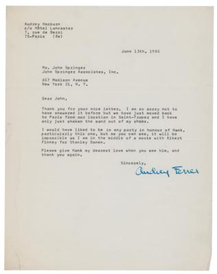 Lot #5020 Audrey Hepburn Typed Letter Signed