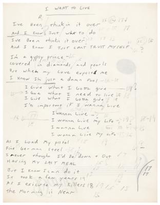 Lot #9017 Daniel Rey Handwritten Lyrics for 'I