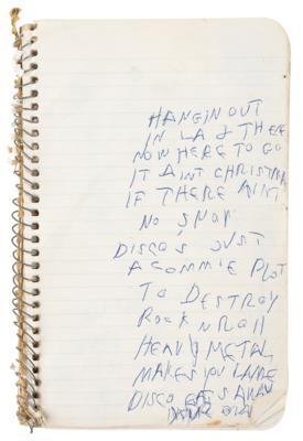 Lot #9015 Arturo Vega's 1978-1980 Loft Notebook
