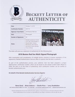 Lot #1000 Boston Red Sox 2018 World Series Signed Photograph - Image 2