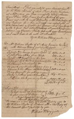 Lot #265 William Ellery Autograph Letter Signed - Image 1