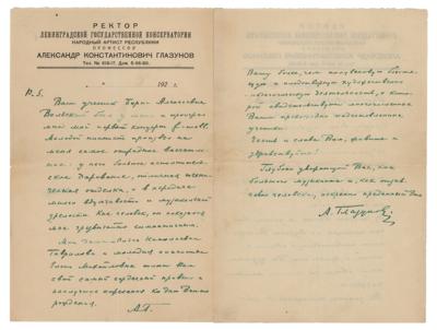 Lot #787 Alexander Glazunov Autograph Letter Signed - Image 1