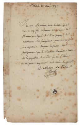 Lot #198 Jean Sylvain Bailly Letter Signed