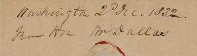 Lot #249 George M. Dallas: On President Jackson's 