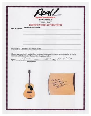 Lot #727 Les Paul and Lenny Kravitz: A gift fit for a rock star—“To Lenny, any problems let me know, Les Paul