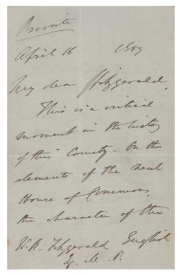 Lot #252 Benjamin Disraeli Autograph Letter Signed - Image 1