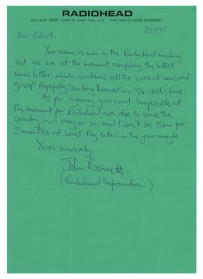 Lot #840 Radiohead Signed Photograph - Image 2
