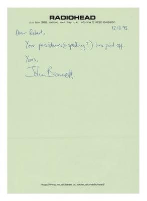 Lot #840 Radiohead Signed Photograph - Image 3