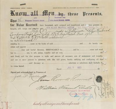 Lot #436 Baltimore and Ohio Railroad Company (5) Bonds: James Roosevelt Roosevelt and Vincent Astor Group Lot - Image 3