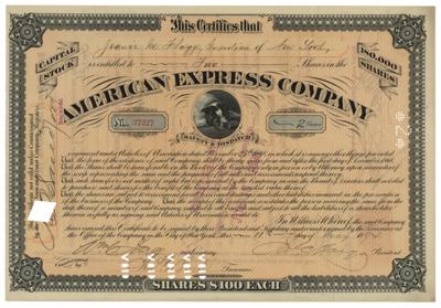 Lot #113 William and James Fargo Signed Stock