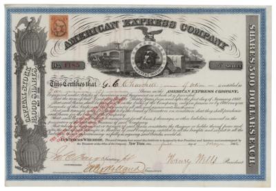 Lot #129 Henry Wells and J. C. Fargo Signed Stock