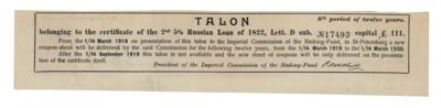 Lot #124 Nathan Mayer Rothschild Signed Russian Imperial Bond - Image 3