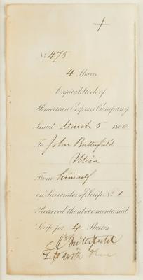 Lot #228 John Butterfield Signed Stock Transfer Receipt - Image 2