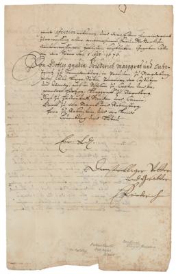 Lot #324 King Frederick I of Prussia Letter Signed - Image 1