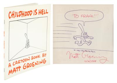 Lot #647 Matt Groening Signed Sketch in Book - Image 1