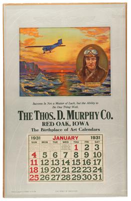 Lot #564 Richard E. Byrd 1931 Calendar Calendar - Image 1
