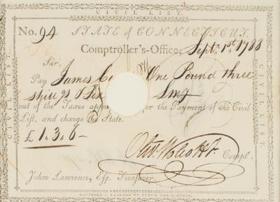 Lot #428 Oliver Wolcott, Jr. Document Signed - Image 2