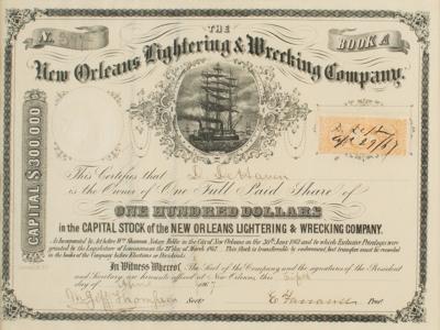 Lot #472 New Orleans Lightering and Wrecking Company Stock Certificate Stock Certificate - Image 1
