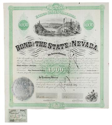 Lot #471 State of Nevada 1867 Bond Bond