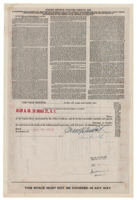 Lot #401 Jacob J. Shubert Signed Stock Certificate - Image 1
