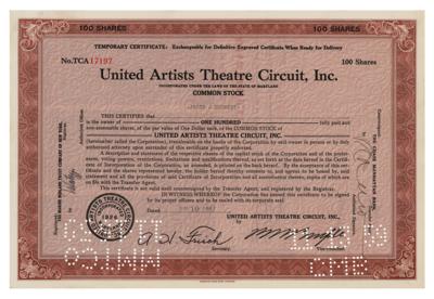 Lot #401 Jacob J. Shubert Signed Stock Certificate - Image 2