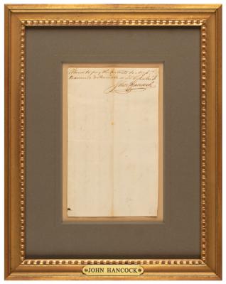 Lot #96 John Hancock Autograph Endorsement Signed - Image 1