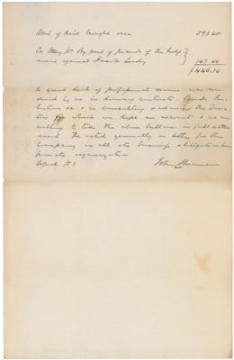 Lot #399 John Sherman Autograph Document Signed - Image 3