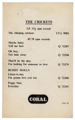 Lot #725 Buddy Holly and the Crickets Signed Promo Card - Image 2