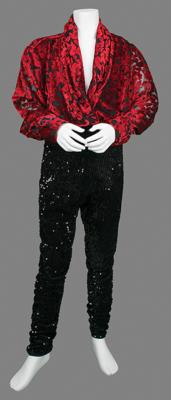Lot #779 Prince's Personally-Worn Red Velvet and Black Sequin Outfit Outfit - Image 3
