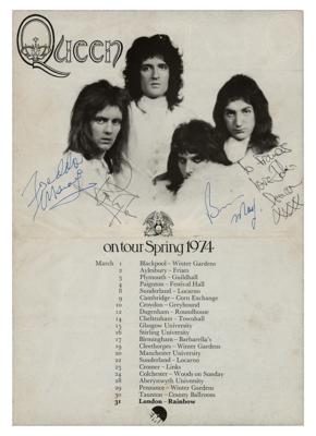 Lot #732 Queen Signed 1974 Tour Flyer - Image 1