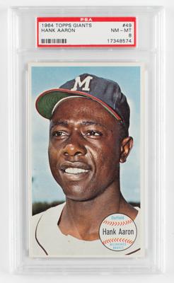 Lot #992 1964 Topps Giants #49 Hank Aaron PSA NM-MT 8 - Image 1