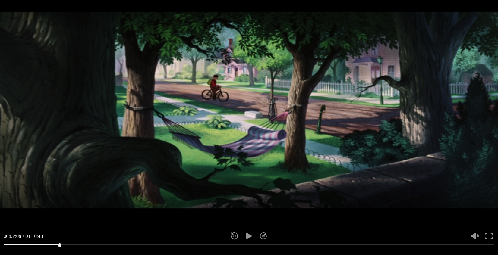 Lot #640 Eyvind Earle production background painting from Lady and the Tramp ('Hammock'): Spectacular production panorama background for Lady and the Tramp - Image 4