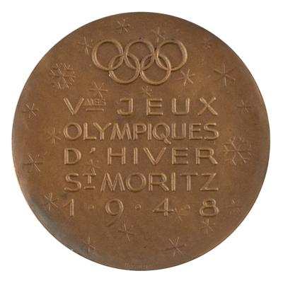 Lot #6049 St. Moritz 1948 Winter Olympics Bronze Participation Medal - Image 2