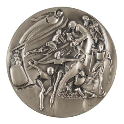 Lot #6108 Lake Placid 1980 Winter Olympics Nickel Silver Participation Medal - Image 1