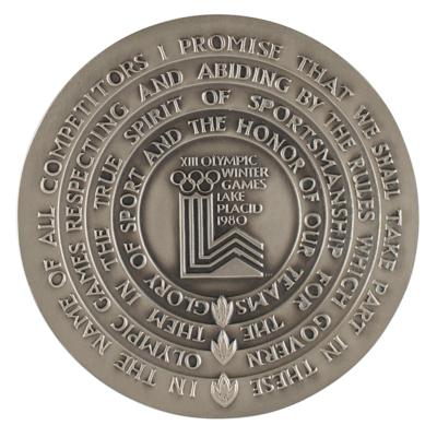Lot #6108 Lake Placid 1980 Winter Olympics Nickel Silver Participation Medal - Image 2