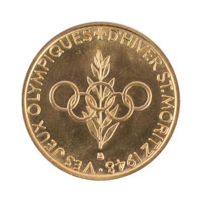 Lot #6051 St. Moritz 1948 Winter Olympics Gold Medallion - Image 2