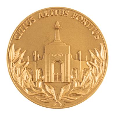 Lot #6122 Los Angeles 1984 Summer Olympics Volunteer Participation Medal and (6) Gold Logo Charms - Image 2