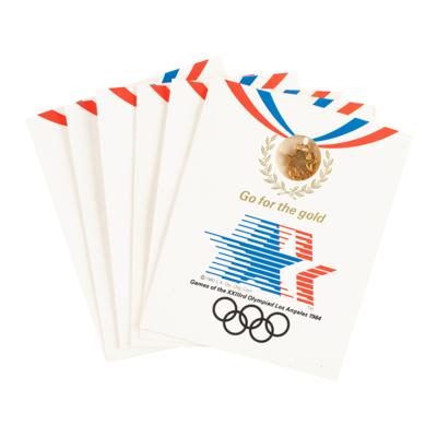 Lot #6122 Los Angeles 1984 Summer Olympics Volunteer Participation Medal and (6) Gold Logo Charms - Image 6