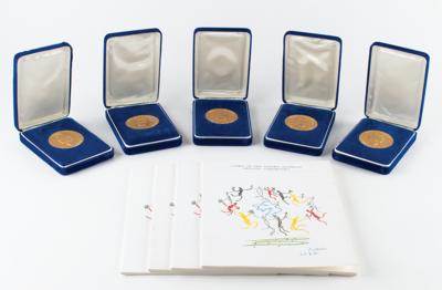 Lot #6123 Los Angeles 1984 Summer Olympics Participation Medals (5) and Programs (4) - Image 1