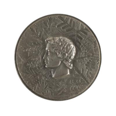 Lot #6085 Grenoble 1968 Winter Olympics Silvered Bronze Participation Medal - Image 1