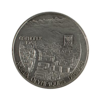 Lot #6085 Grenoble 1968 Winter Olympics Silvered Bronze Participation Medal - Image 2