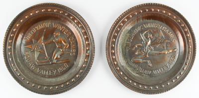 Lot #6066 Squaw Valley 1960 Winter Olympics (2) Souvenir Metal Wall Plates - Image 1