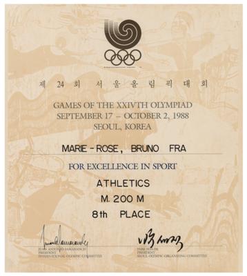 Lot #6133 Seoul 1988 Summer Olympics Winner's Diploma - Image 1